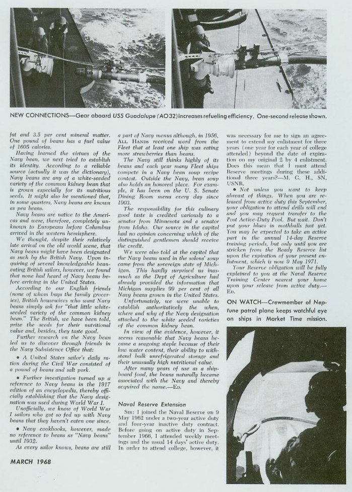 Navy Beans — All Hands Magazine March 1968 p.2