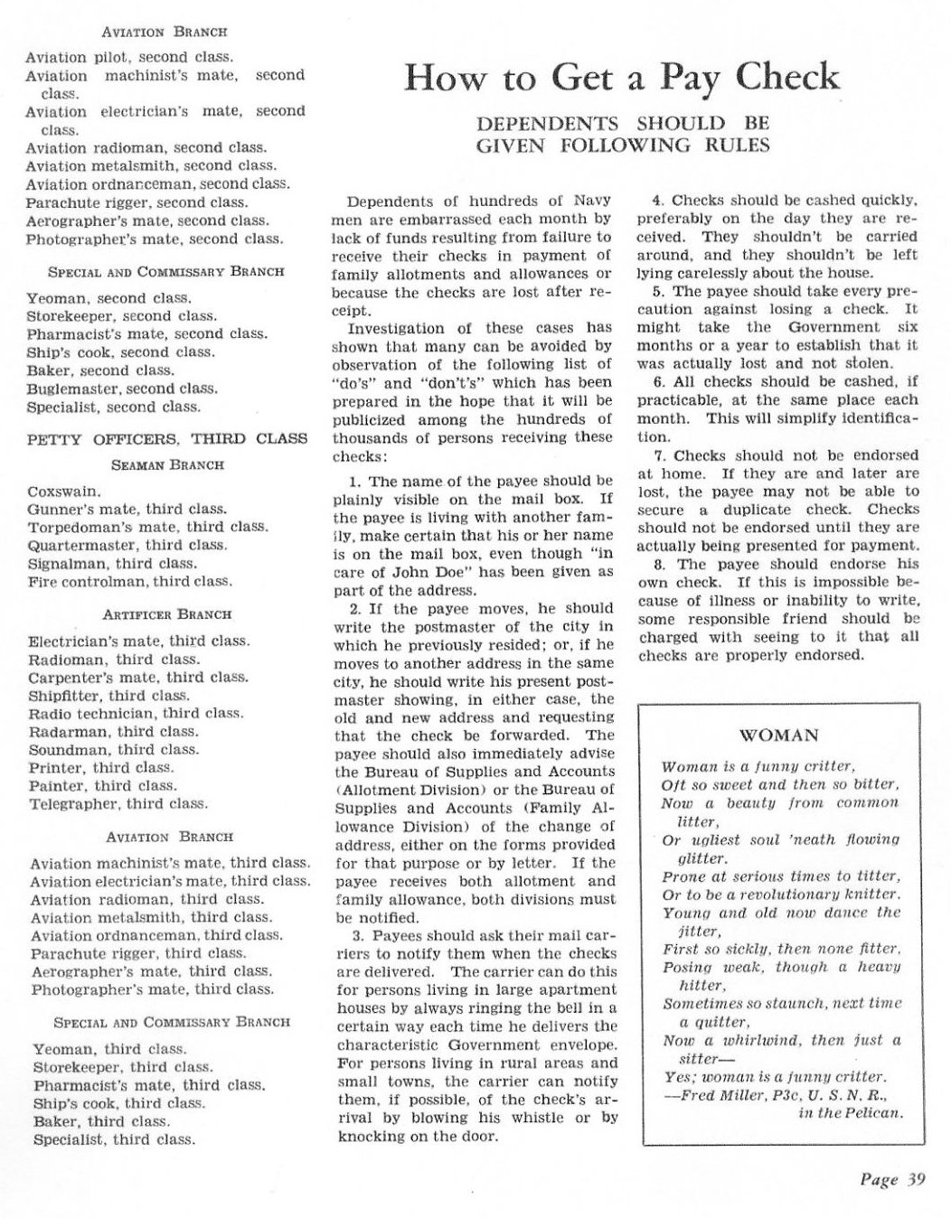 Precedence of Ratings of Petty Officers, November 1942 — p. 39
