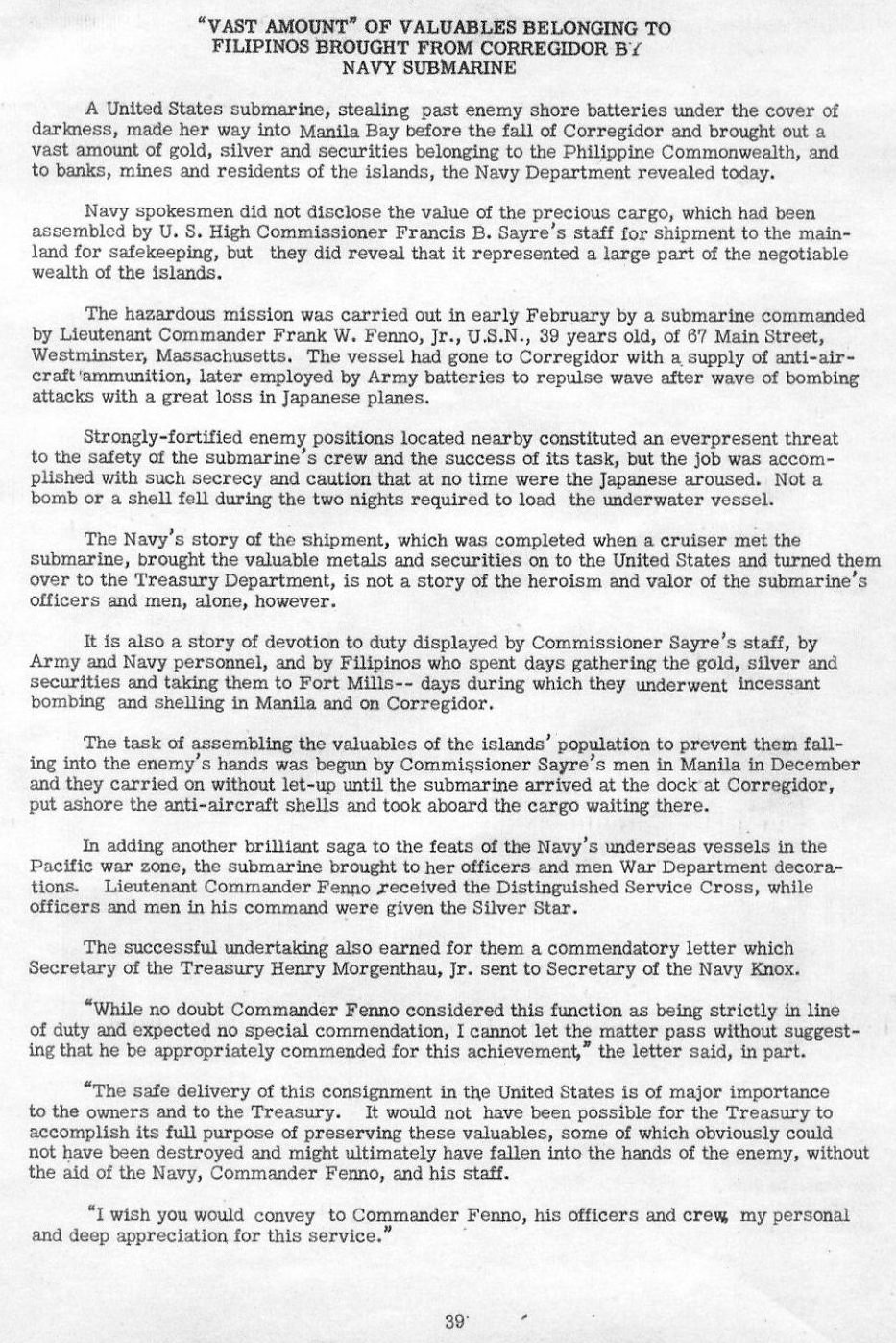 Valuables Belonging to Filipinos — All Hands June 1942, p. 39