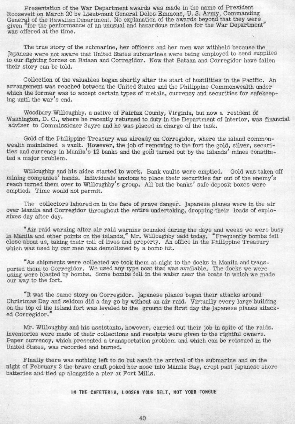 Valuables Belonging to Filipinos — All Hands June 1942, p. 40