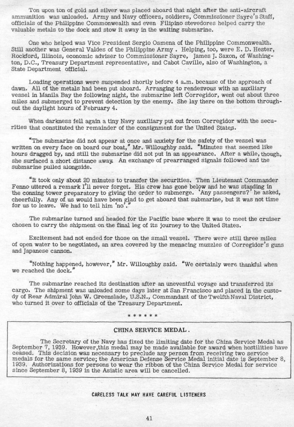 Valuables Belonging to Filipinos — All Hands June 1942, p. 41