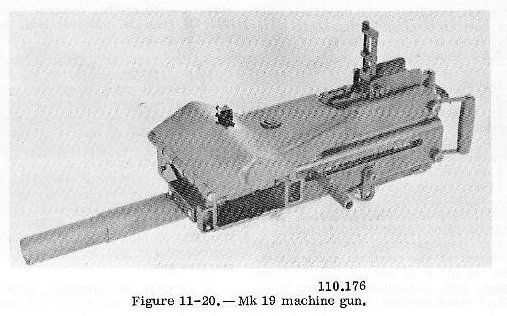 Mk 19 40mm machine gun on Mk 48 gun mount, figure 11-20