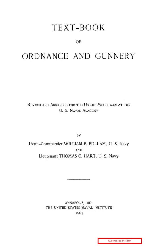 Title page — Text-book of Ordnance and Gunnery, Fullam and Hart, U.S. Naval Institute, 1903