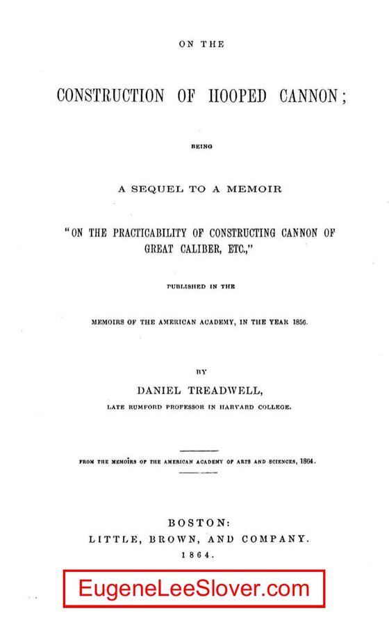 Title page — On the Construction of Hooped Cannon, Daniel Treadwell, 1864