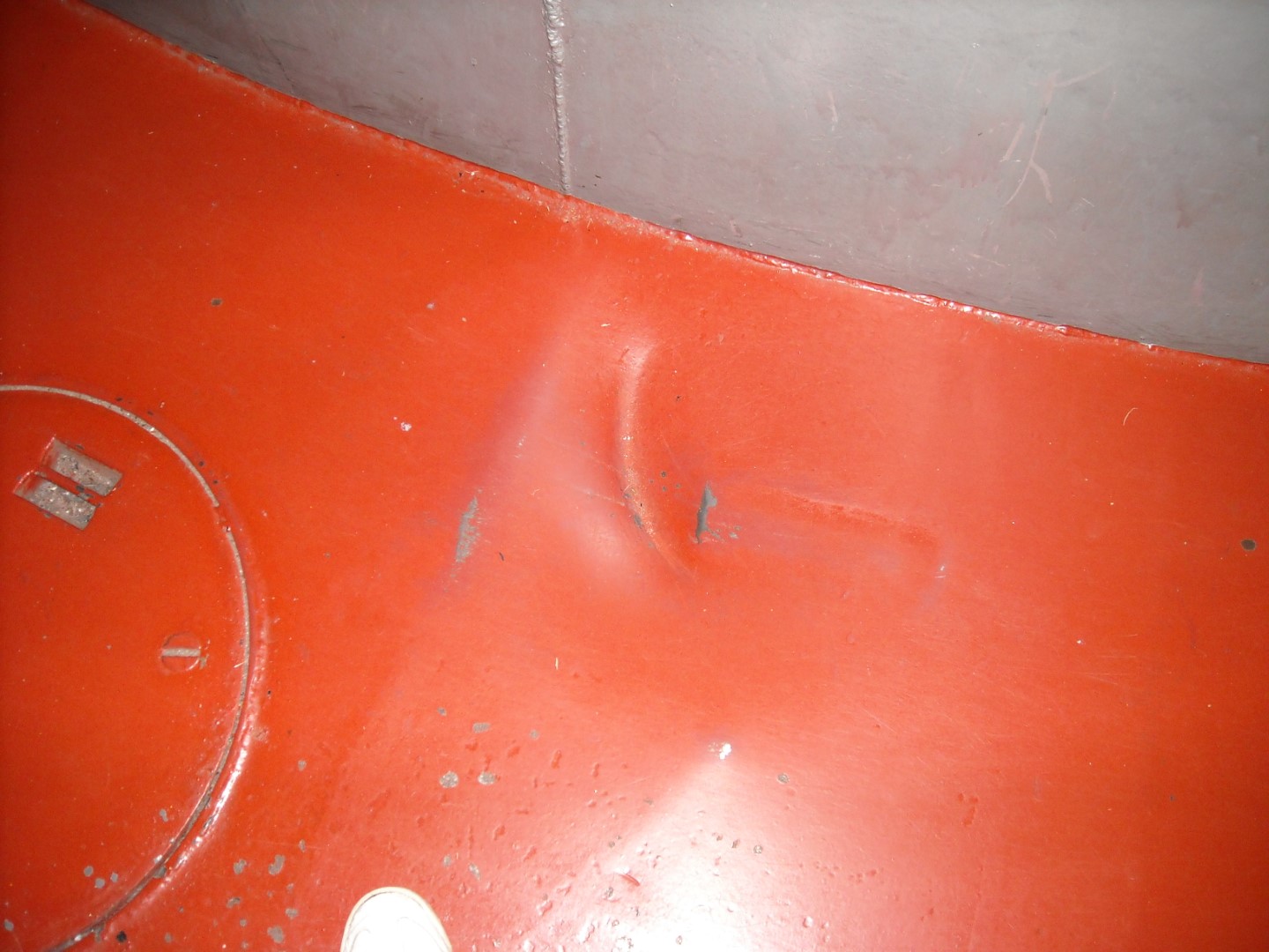 Closer view of the suspected dropped-shell deck dent