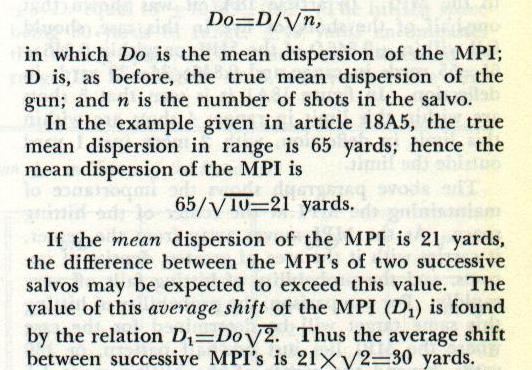 Formula for mean dispersion of the MPI as a function of gun true mean dispersion and number of guns