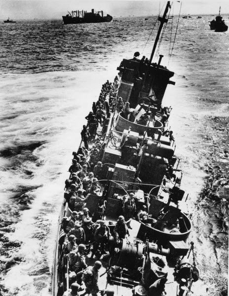 US Coast Guard LCI evacuating troops at Normandy