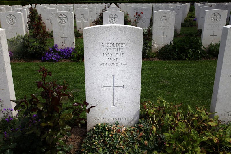 British Cemetery headstones in sunshine at Bayeux June 2009