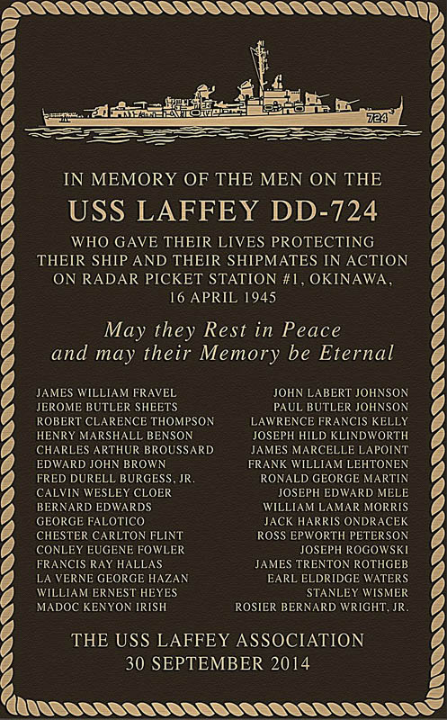 Laffey Memorial Plaque