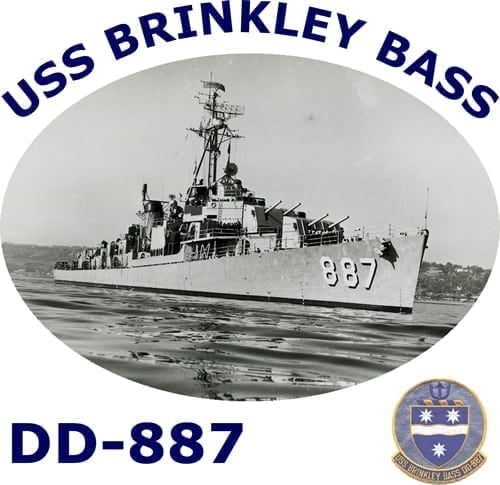 USS Brinkley Bass DD-887 underway — Gearing-class destroyer on which Gene Slover served