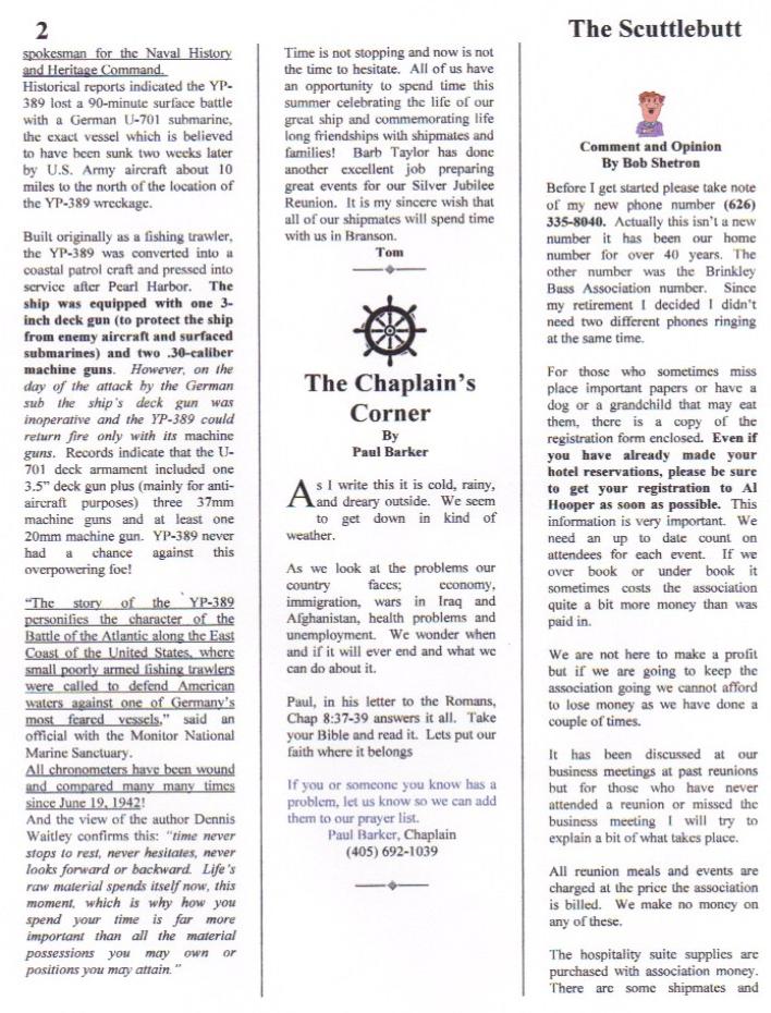 USS Brinkley Bass DD-887 Association Newsletter June 2010 p.2